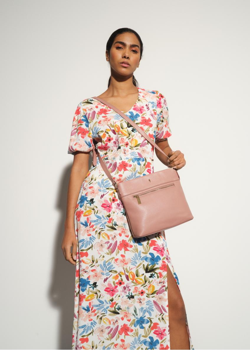 Women's leather shoulder bag with pocket TORES-0896-31(W23)