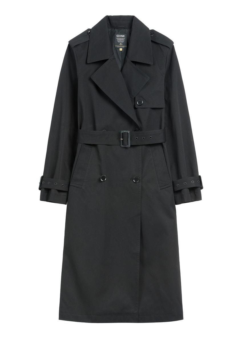 Long black women's coat-style jacket KURDT-0512-99(W26)