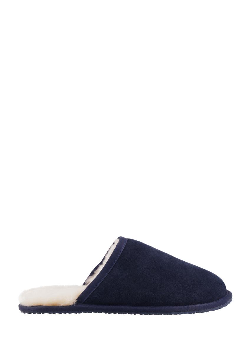 Men's dark navy suede slippers BUTYM-0551-7E(Z26), side view on a white background.