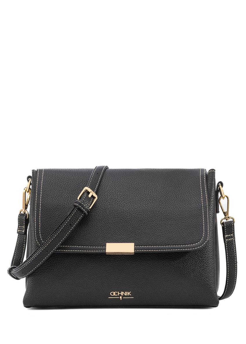 Black women's shoulder bag TOREC-1061-99(Z25), front product view on white background.
