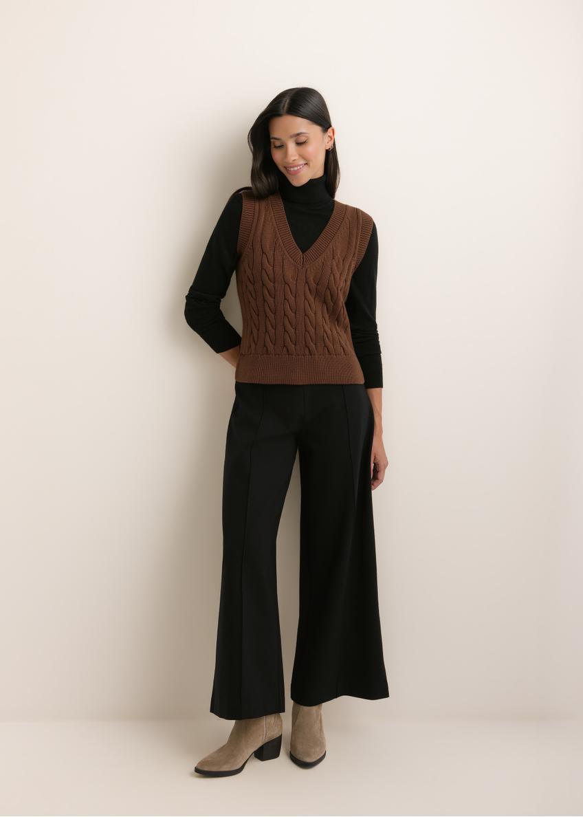 Brown women's cotton vest SWEDT-0282-1H(Z26)