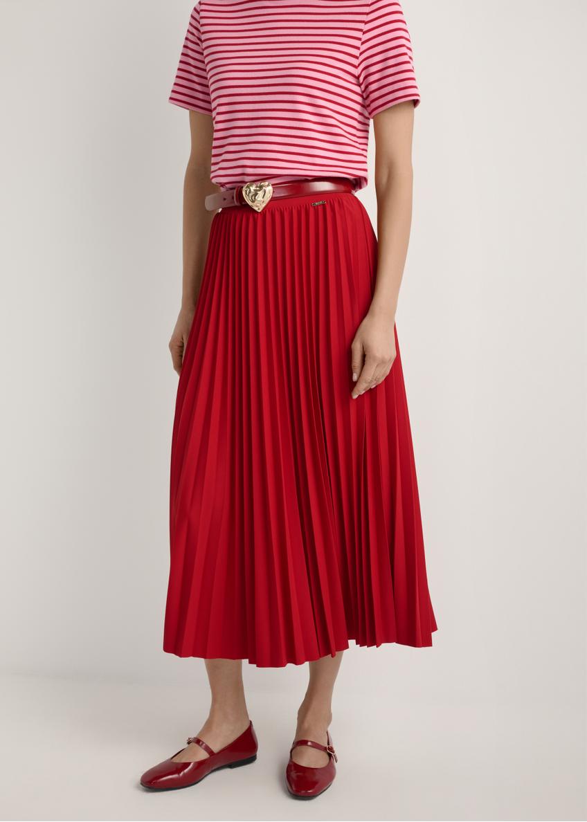 Red pleated midi skirt SPCDT-0096-4B(W26)