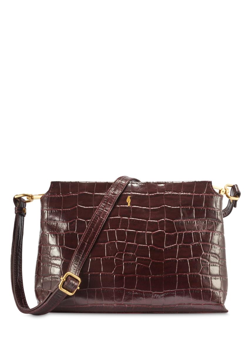 Burgundy croco women's handbag TORES-1159E-49(Z25)