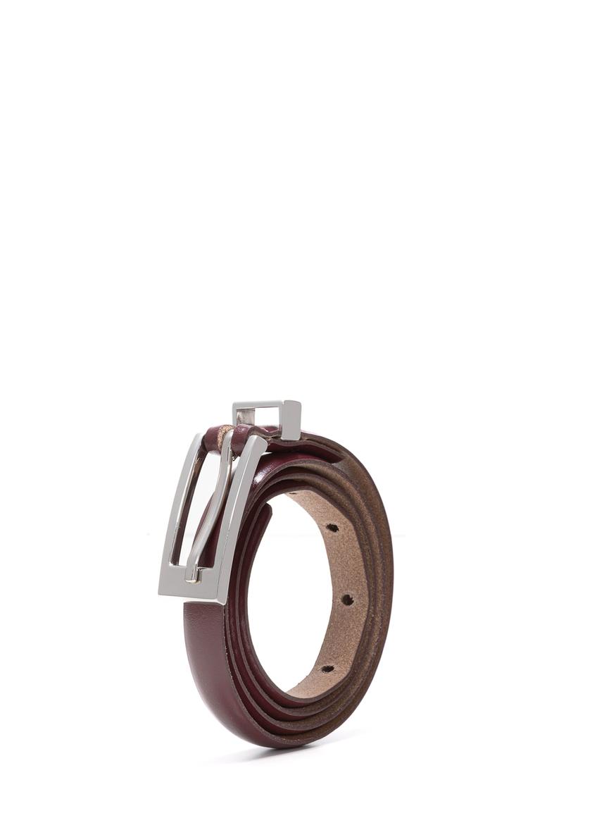 Thin Burgundy Leather Women's Belt PASDS-0150C-49(Z25)