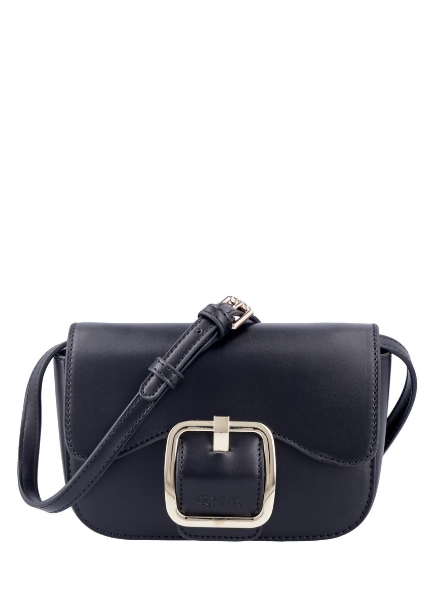 Small black women's handbag with a buckle TOREC-1383-99(Z26)