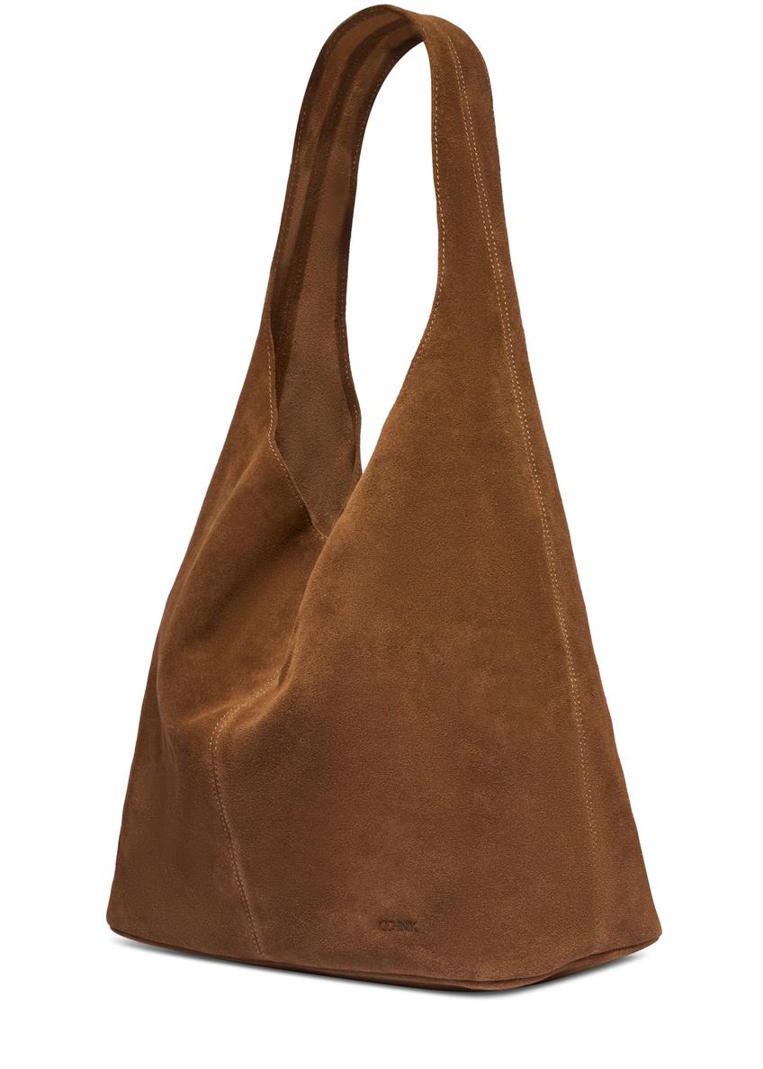 Cognac suede shopper bag TORES-1403-1F(Z26)
