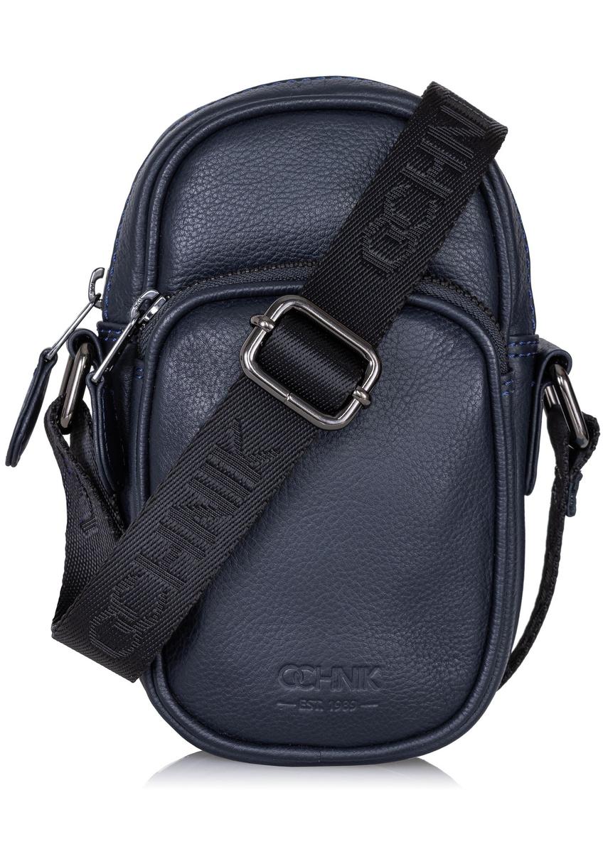 Men's navy blue leather sachet TORMS-0409-69(W24)-01