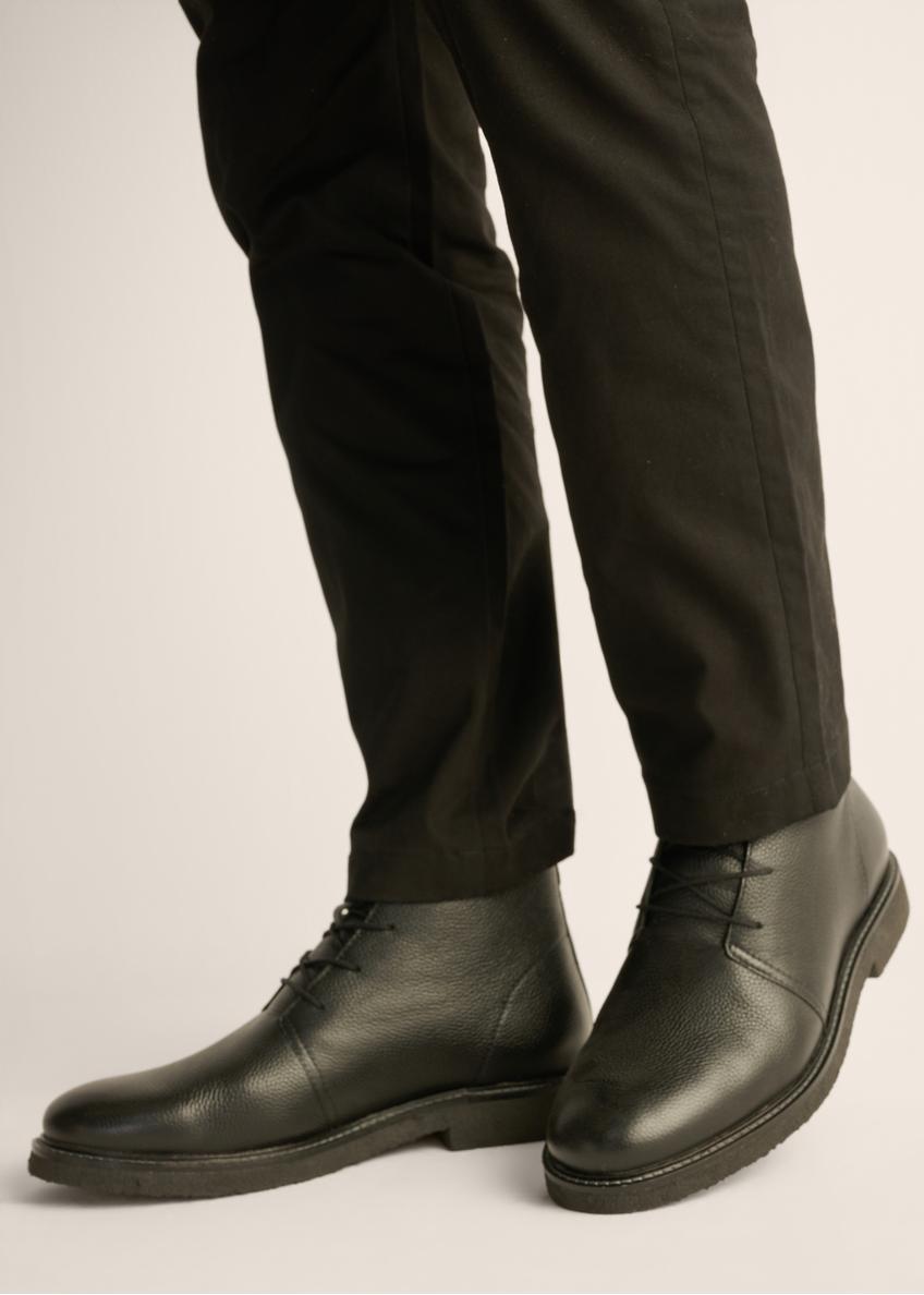 Men's black leather ankle boots BUTYM-0545-99(Z26)