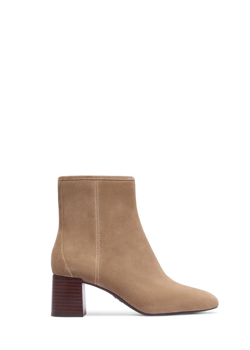 Suede ankle boots with heels in cool beige BUTYD-1218-1K(Z26)