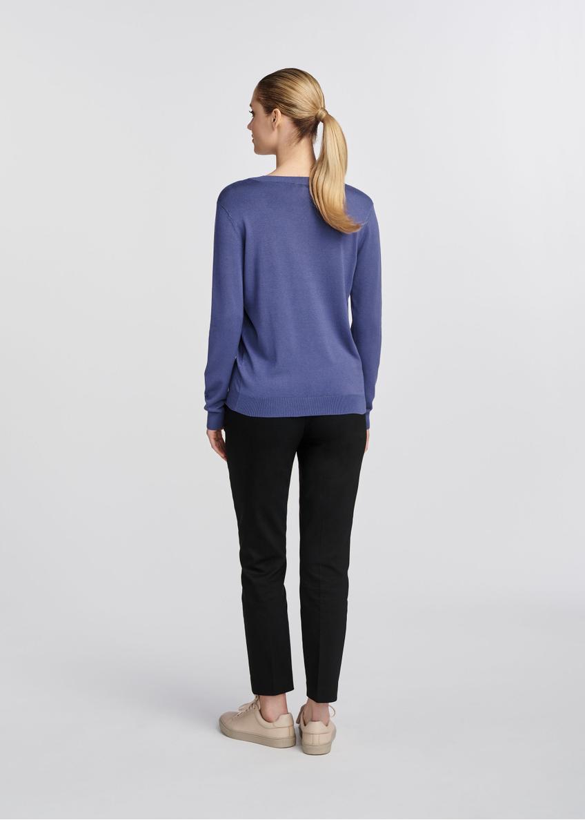 Blue women's V-neck sweater SWEDT-0201-61(W25)