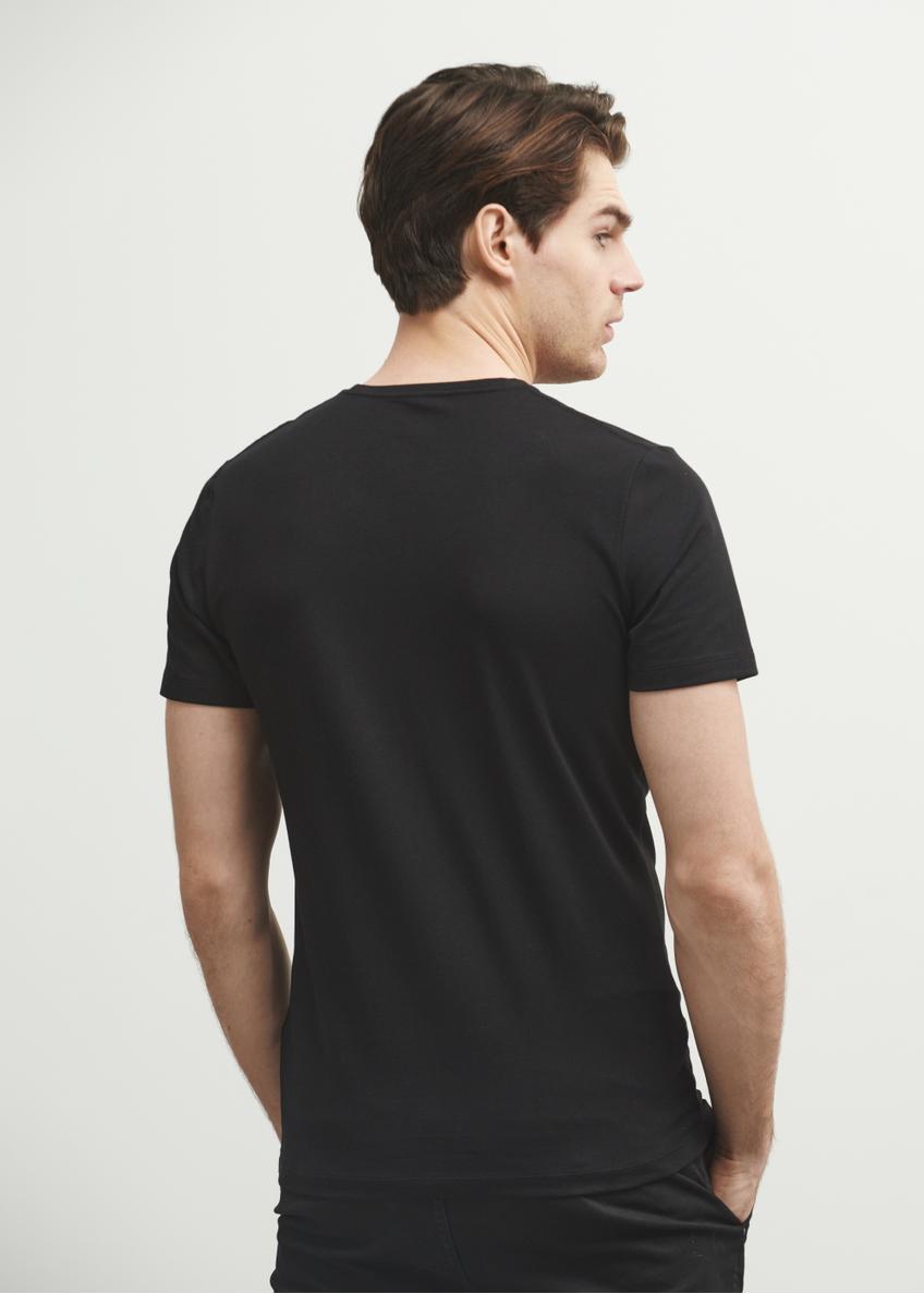 Black basic T-shirt for men with logo TSHMT-0091-99(KS)