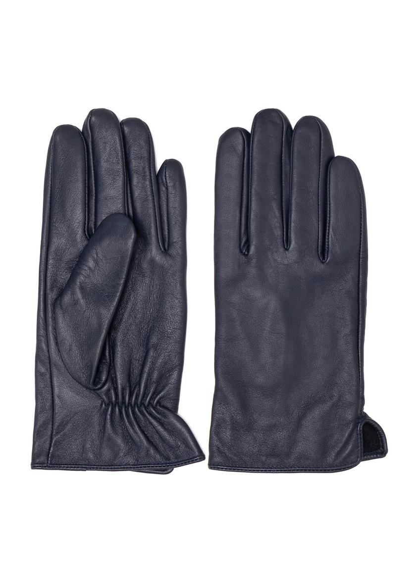 Men's leather gloves in navy blue REKMS-0009A-7D(Z26)