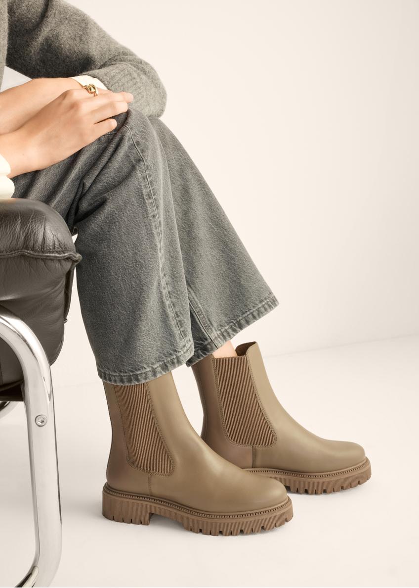 Women's leather Chelsea boots in cool beige color BUTYD-1120-1K(Z26)