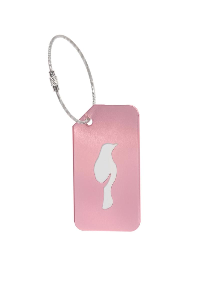 Pink luggage tag AW-012-0003-5B(W26), front product view on white background.