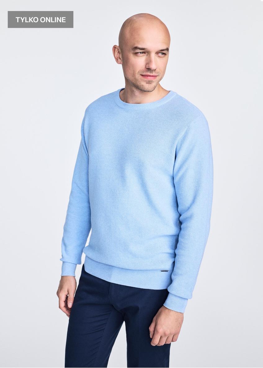 Blue cotton men's sweater SWEMT-0163-60(W25)