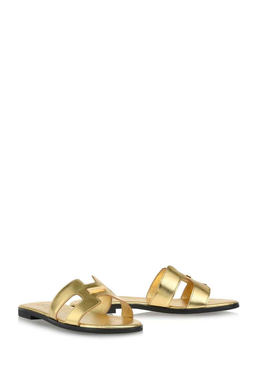 Women's gold leather flip-flops BUTYD-0725B-28(W24)