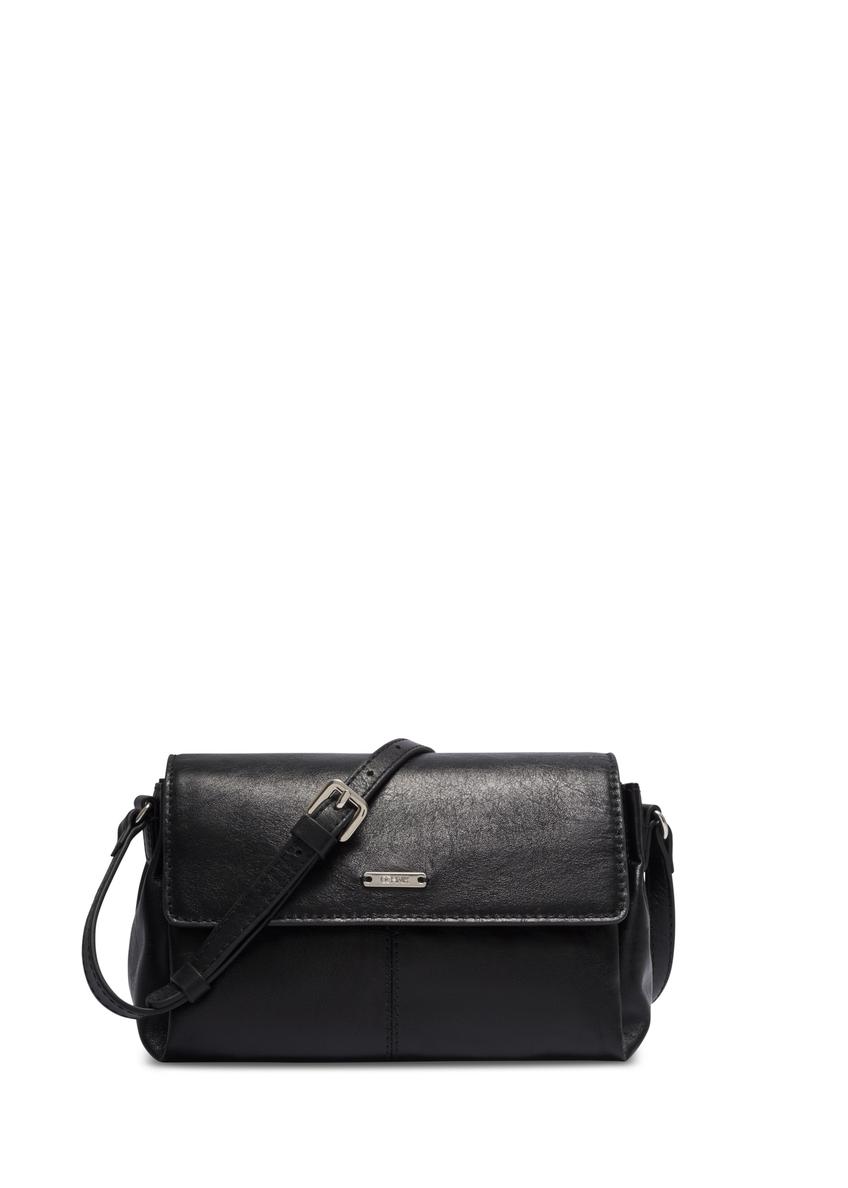 Black small leather handbag TORES-1351-99(Z26), front product view on light background.
