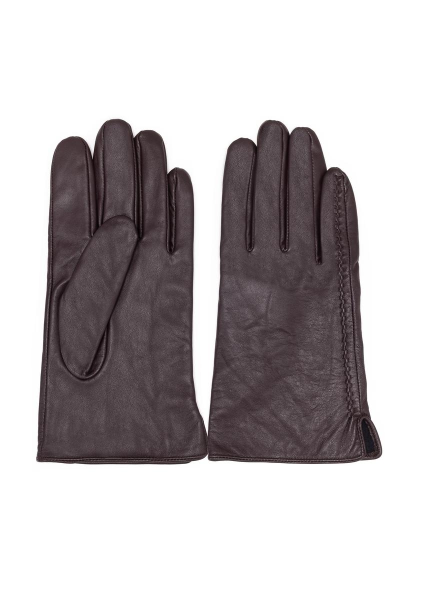Men's brown leather gloves REKMS-0001A-90(Z25)