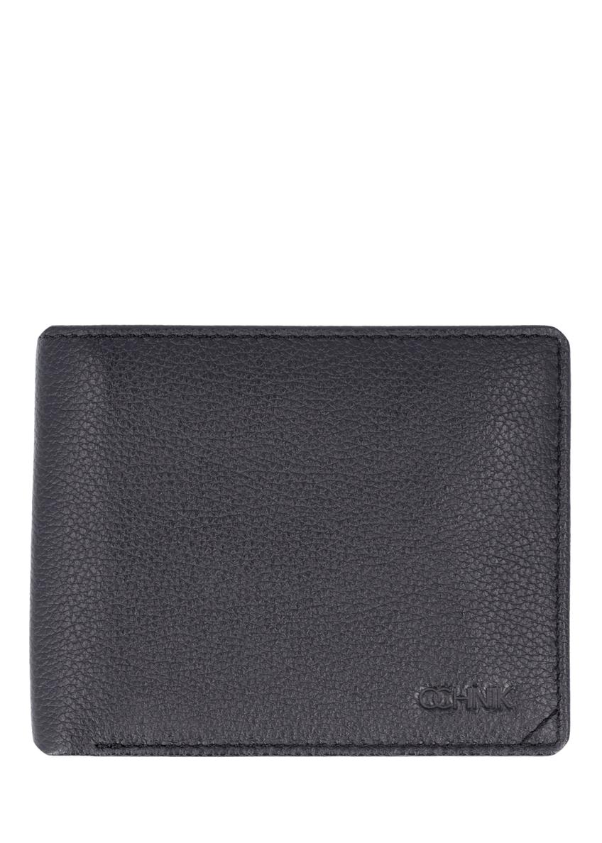Black men's leather wallet PORMS-0721-99(Z26), front product view on white background.