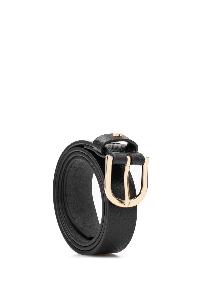 Black leather women's belt PASDS-0333-99(Z25)