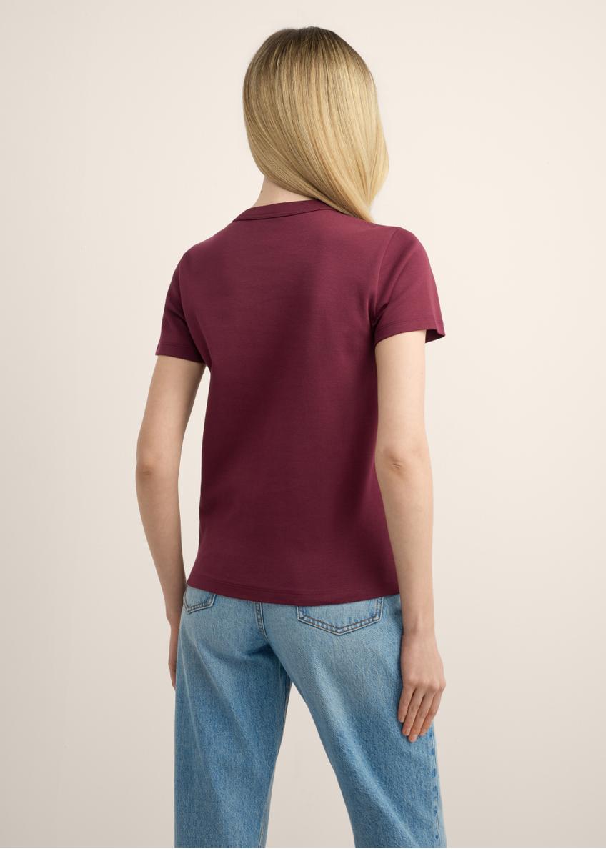 Burgundy cotton women's T-shirt TSHDT-0144-4D(Z26)