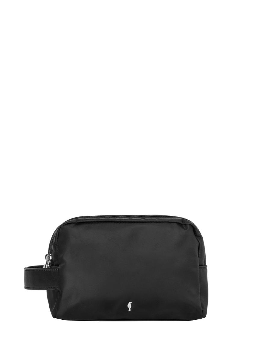 Black women's cosmetic bag TOREN-0348-99(Z26), front product view on white background.