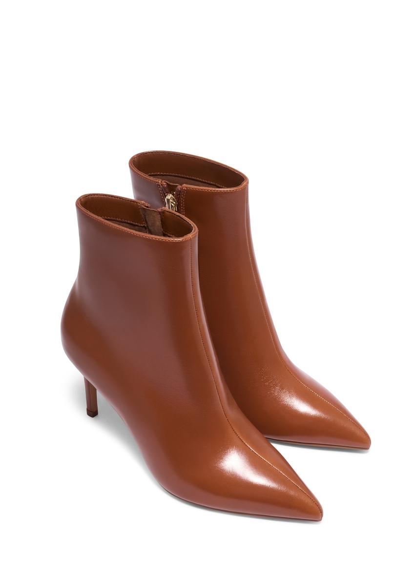 Cognac leather high-heel ankle boots BUTYD-1122-1F(Z26)