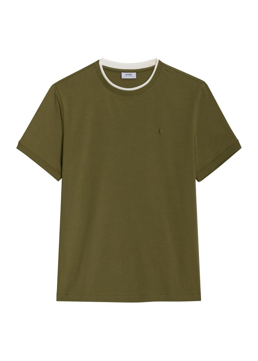 Light green cotton plain men's T-shirt TSHMT-0155-8A(Z26)