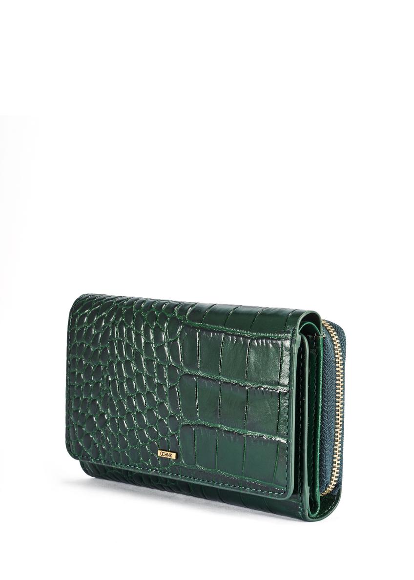 Green croco leather women's wallet PORES-0952-51(W25)