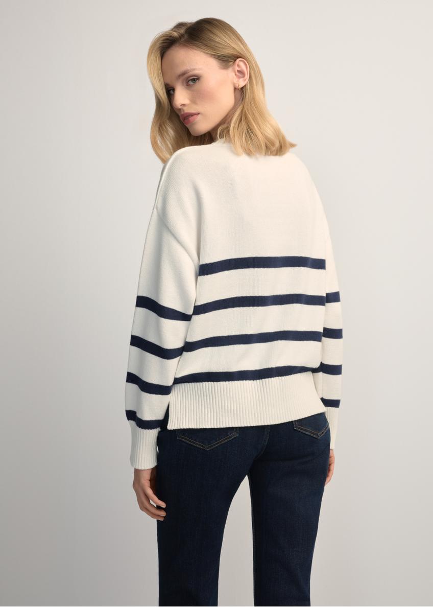 Cream women's striped sweater SWEDT-0258-0B(W26)