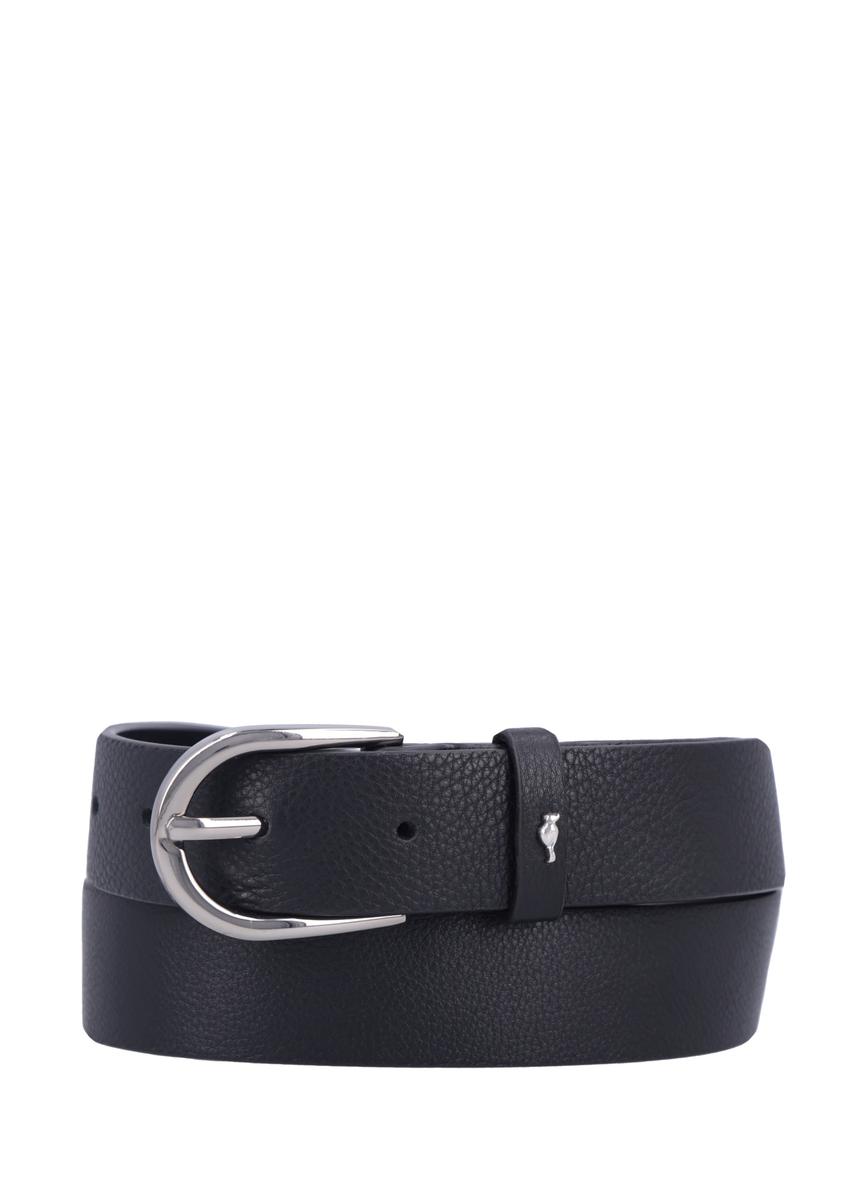 Black leather women's belt PASDS-0345-99(Z26), front product view on white background.
