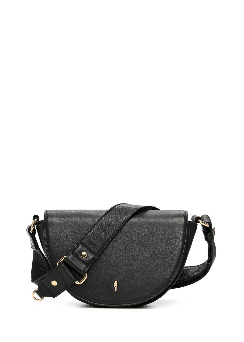 Black leather women's messenger bag TORES-1315-99(Z26) - front product view, on white background.