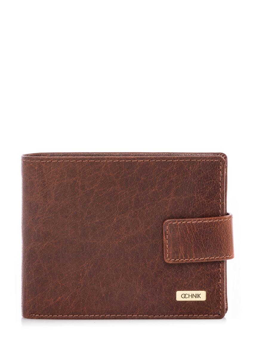 Men's leather wallet in cognac color PORMS-0691-1H(W26), front product view on white background.