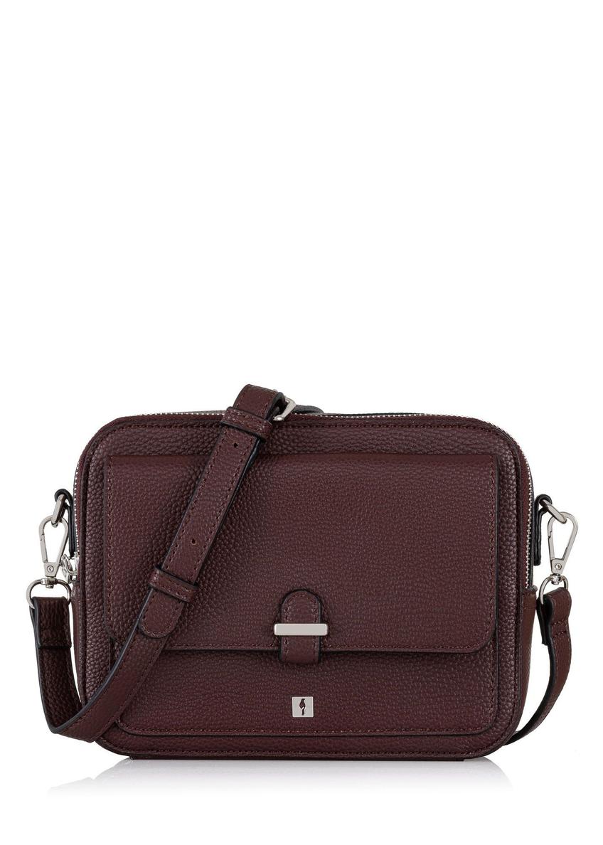 Burgundy two-compartment shoulder bag TOREC-0405C-49(Z25), front product view on white background.
