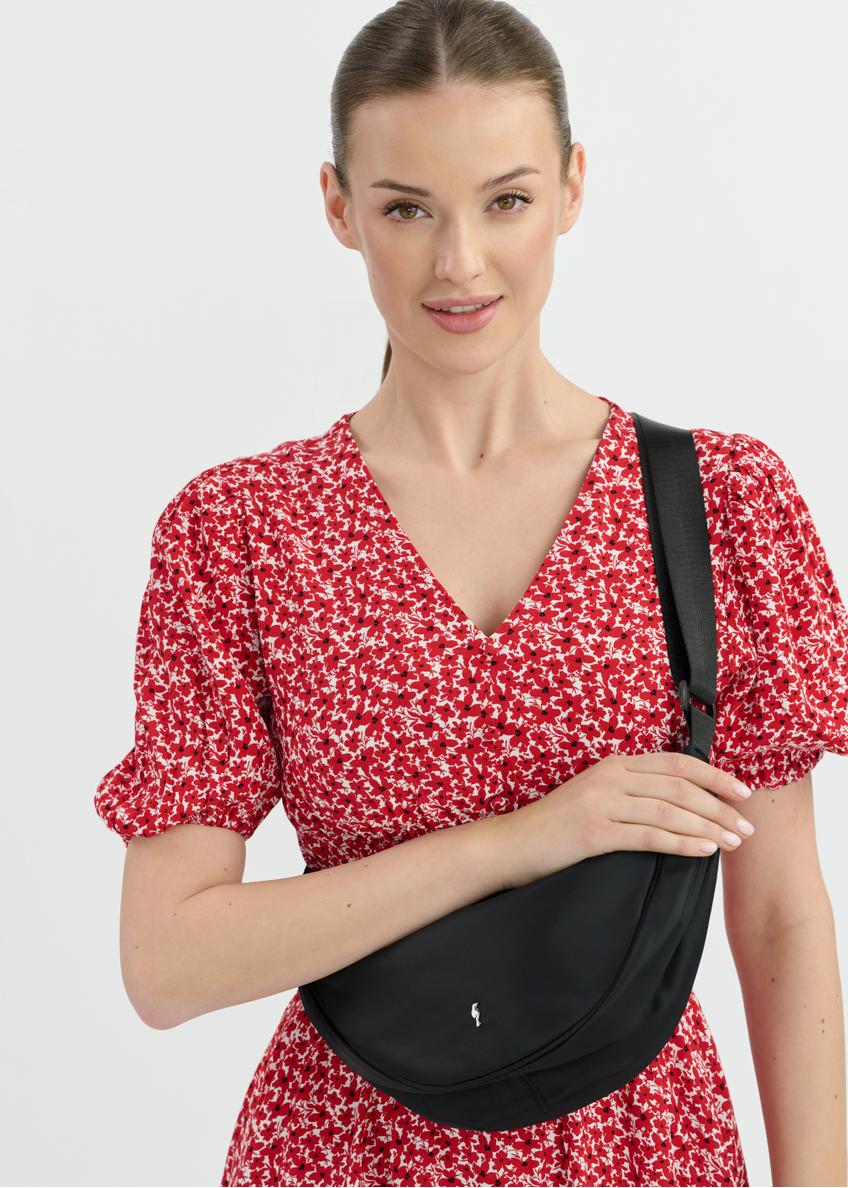 Black semicircular shoulder bag TOREN-0315-99(W25)