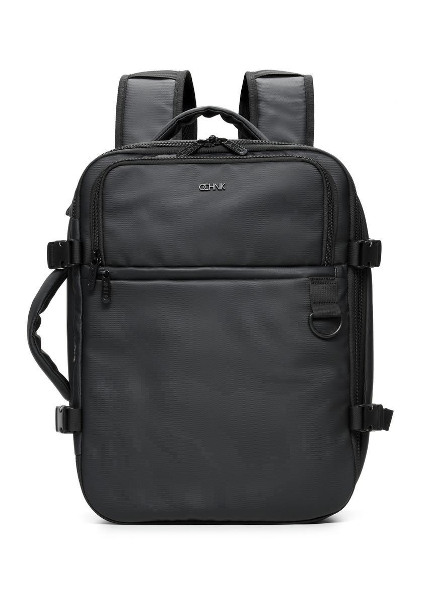 Black large men's backpack TORMN-0414-99(W26) - front product view, on white background.