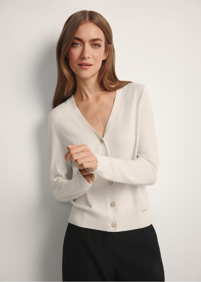 Cream women's cardigan KARDT-0061-0P(W26)