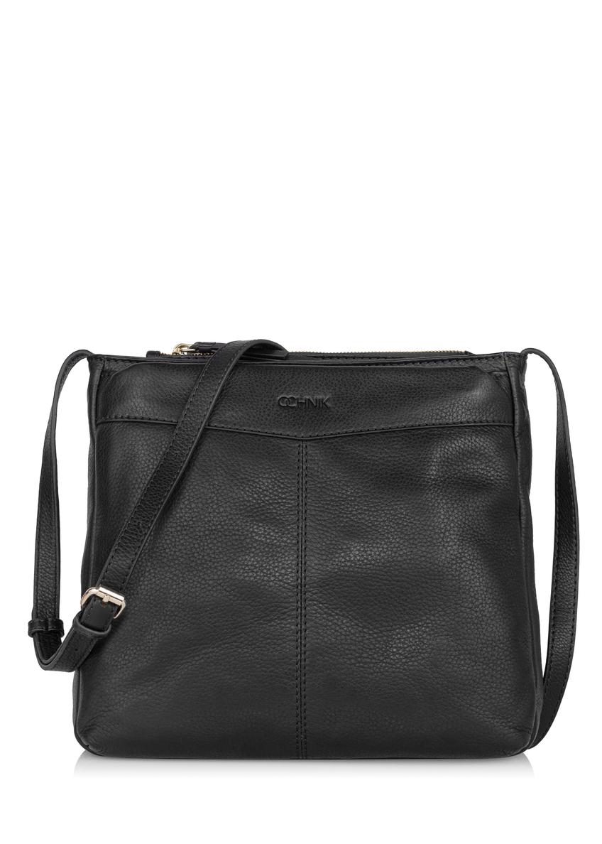 Women's black leather postbag TORES-0992-99(W24)-08
