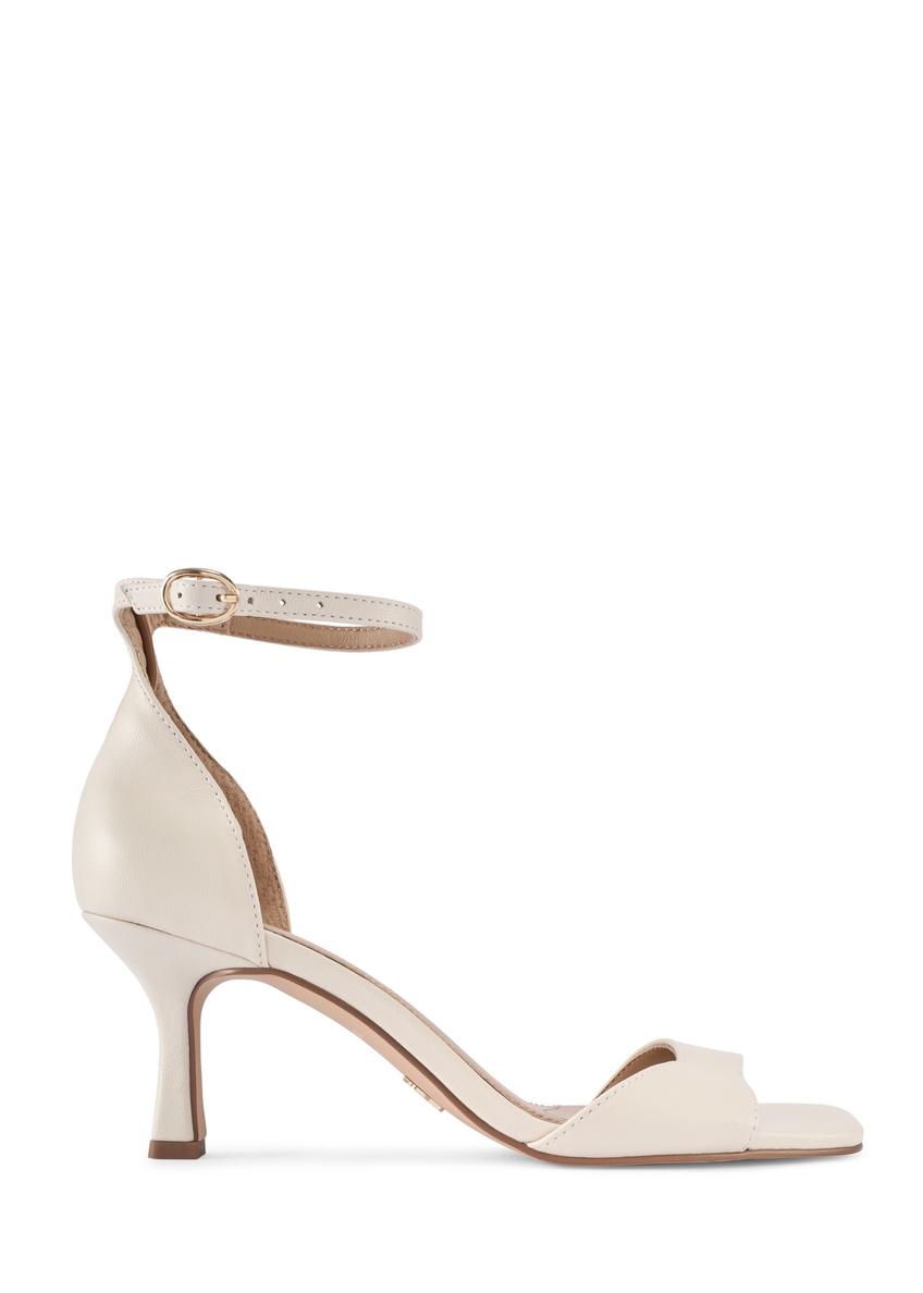 Cream women's high heel sandals BUTYD-1229-0B(W26), side product view on a white background.