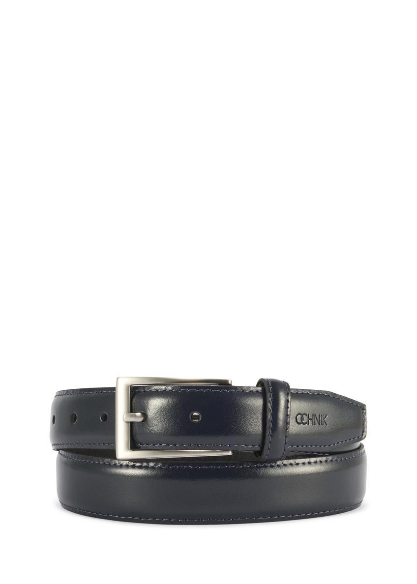 Navy blue men's leather belt PASMS-0244-69(Z25)