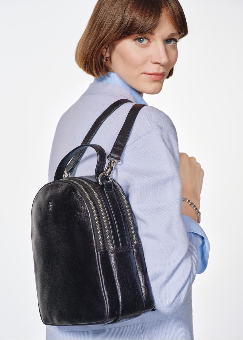 Black leather women's backpack TORES-1048A-99(Z25)