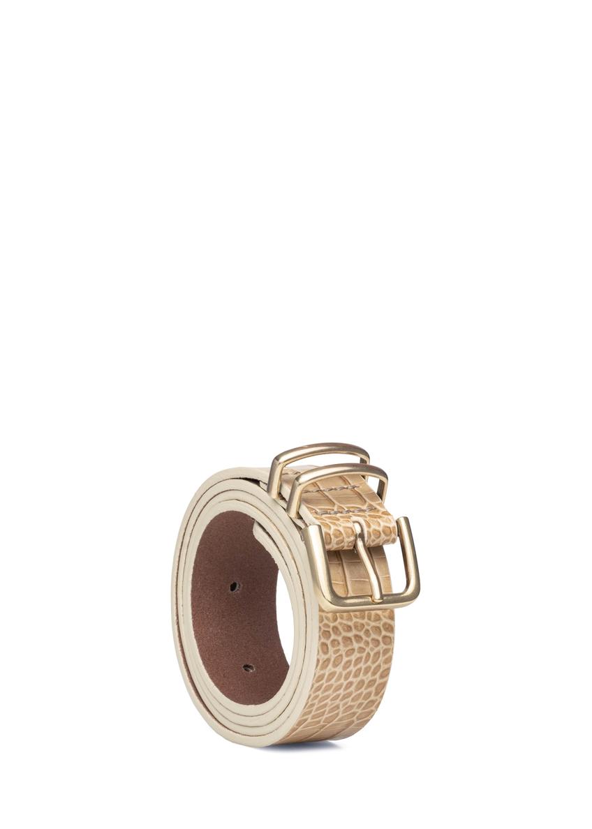 Beige leather women's belt PASDS-0341-1A(W26)