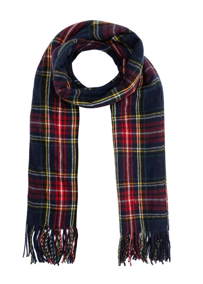 Men's checkered scarf SZAMT-0083-15(Z25) - top view of the product on a white background.