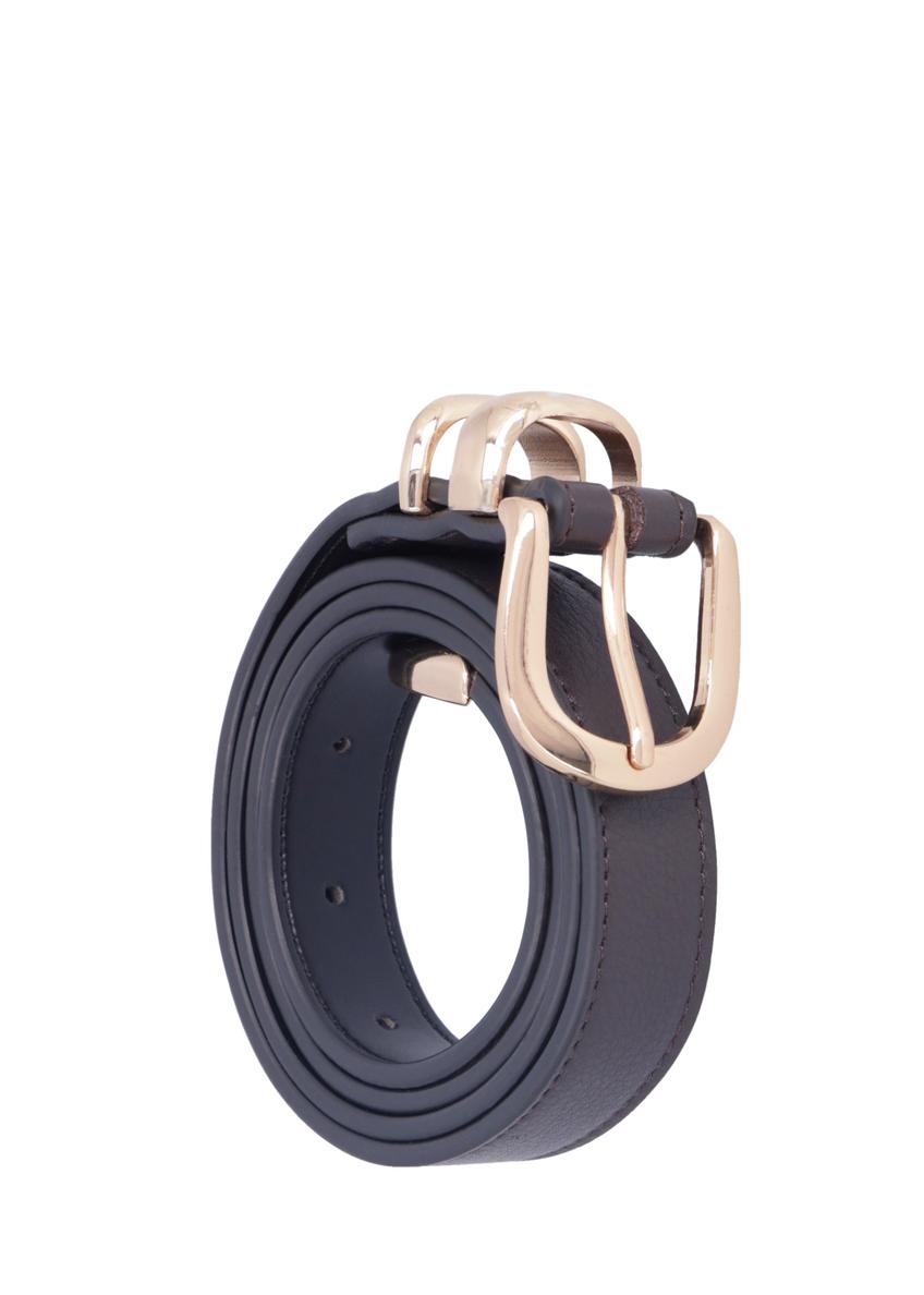 Dark brown leather women's belt PASDS-0347-1I(Z26)