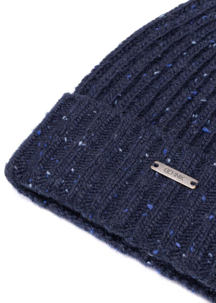 Navy blue woolen men's cap CZAMT-0089-69(Z25)