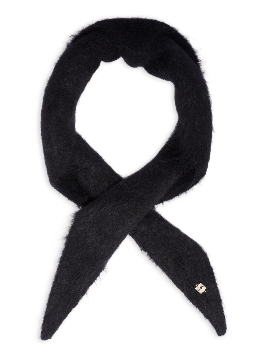 Black women's alpaca wool scarf SZADT-0223-99(Z26)