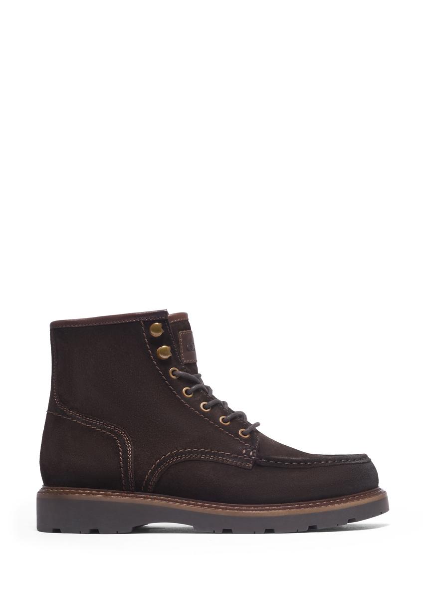 Dark brown suede men's ankle boots BUTYM-0581-1I(Z26), side view of the product on a white background.