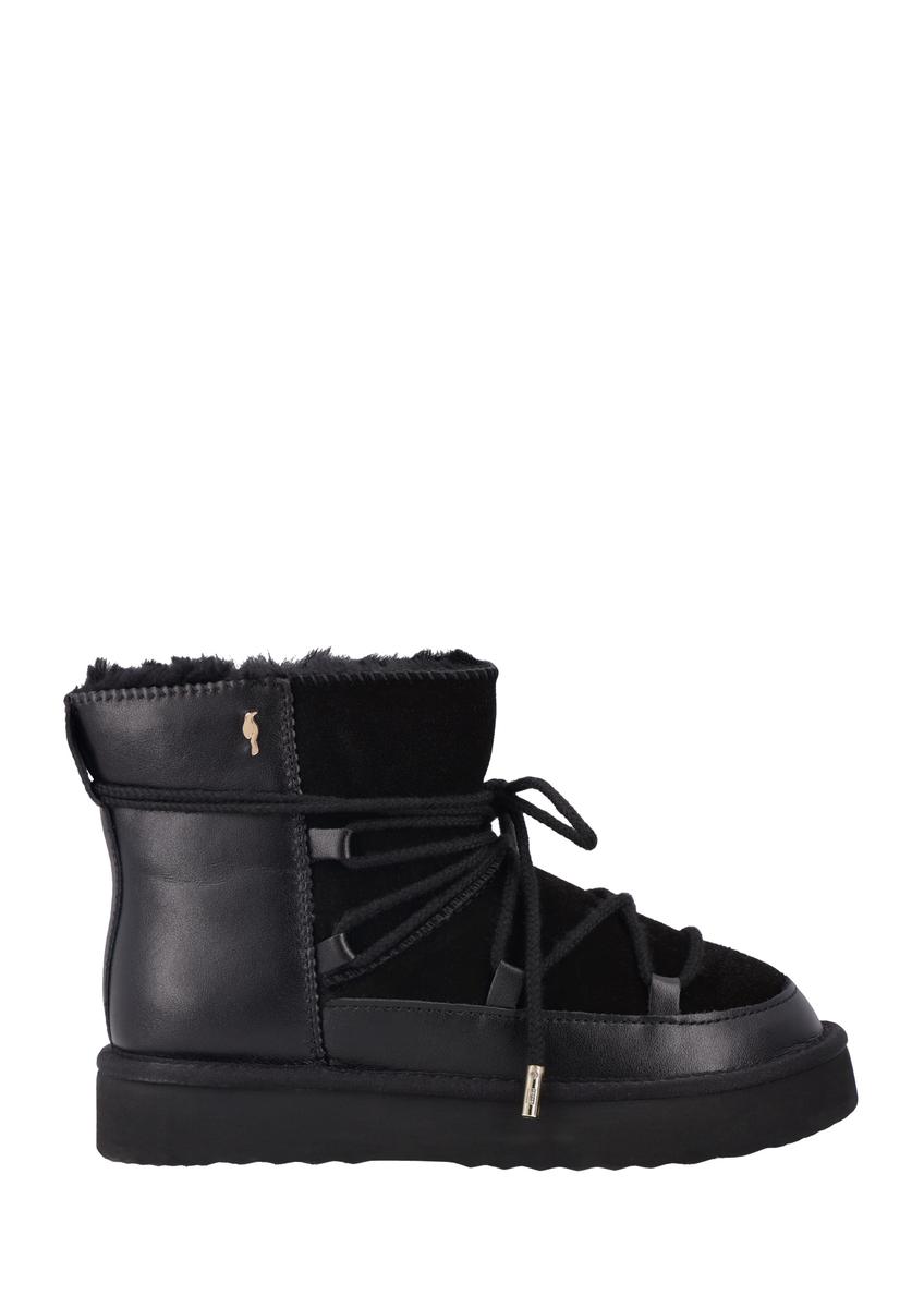 Black women's snow boots BUTYD-1221-9J(Z26), side view of the product on a white background.