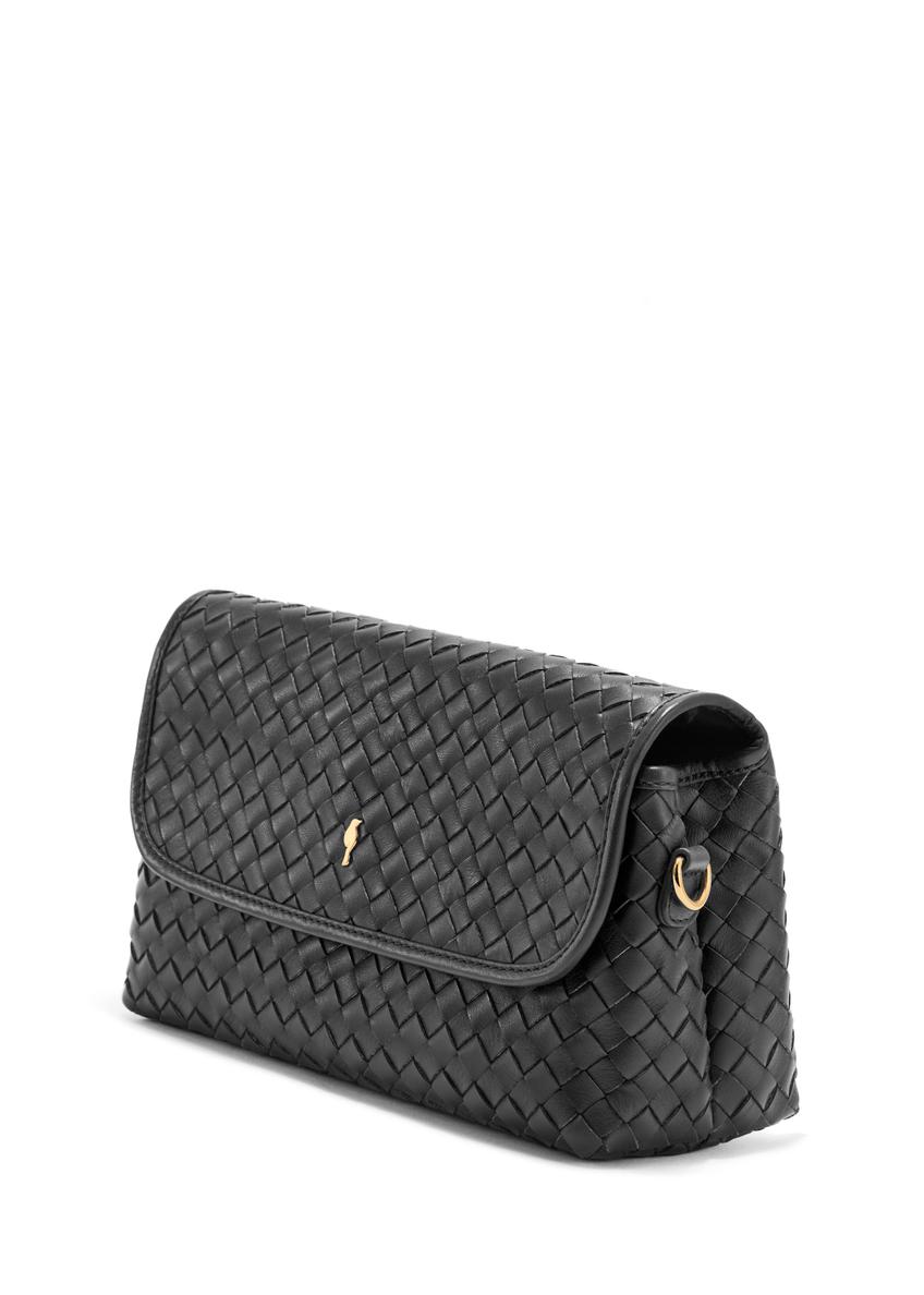 Black small woven leather handbag TORES-1108-99(W25)