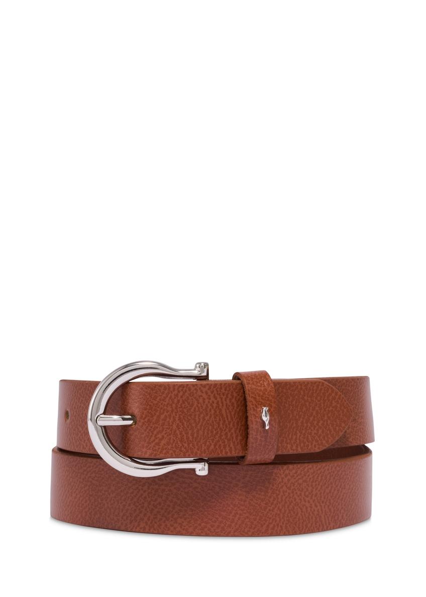 Cognac women's leather belt PASDS-0274-1F(Z26), front product view on white background.